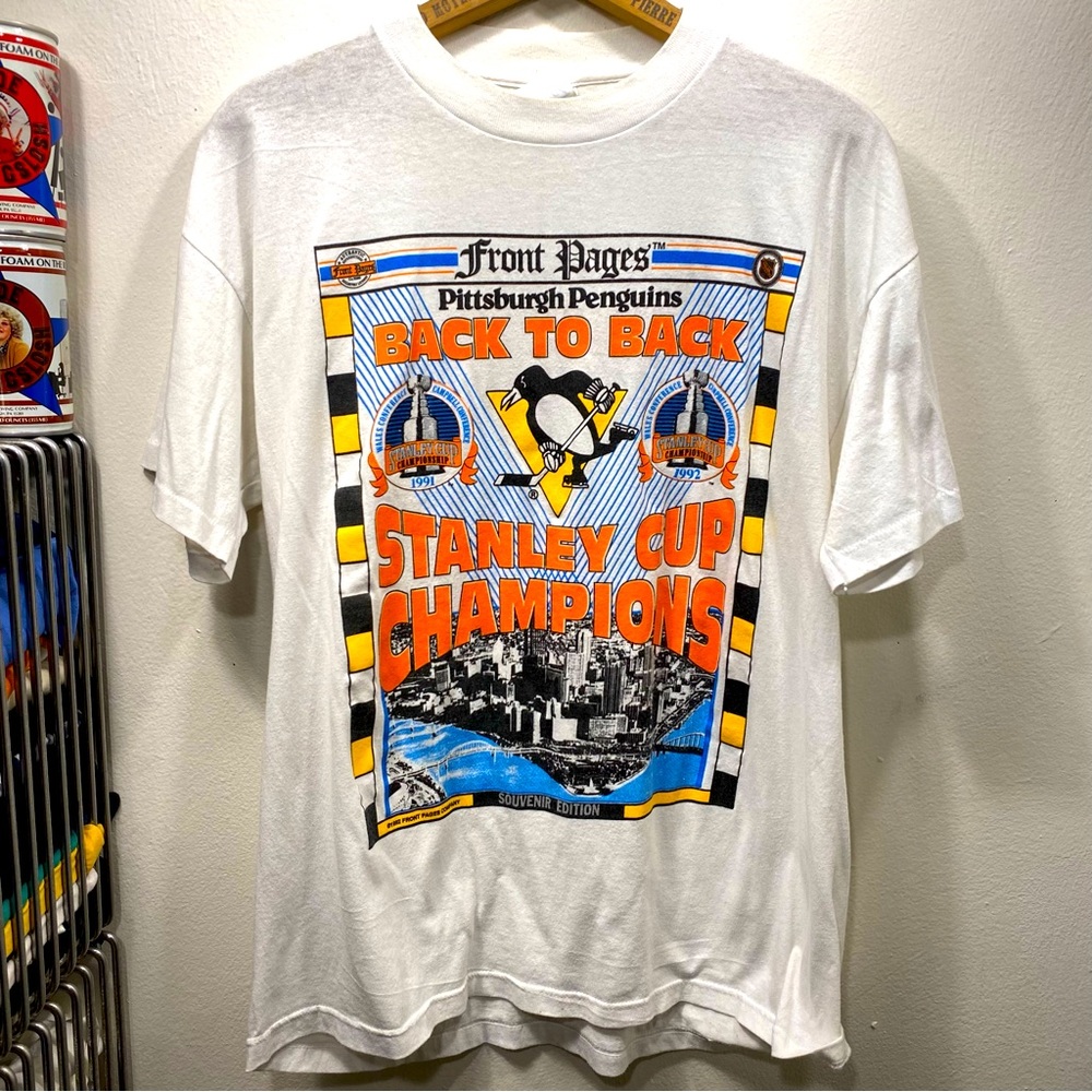 M-L. VINTAGE PITTSBURGH PENGUINS 92 SINGLE STITCH SOUVENIR EDITION